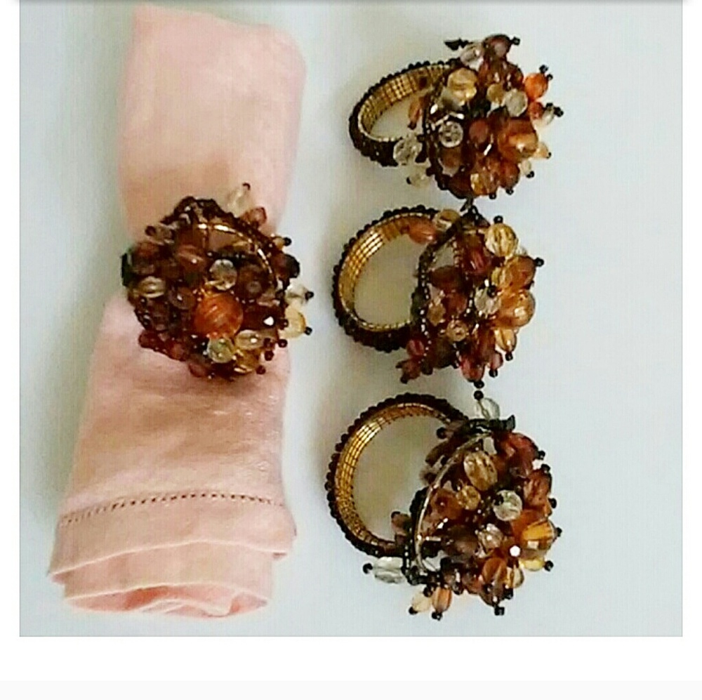 Beaded Napkin Ring Holders | Set of 4